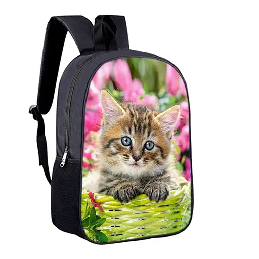 Рюкзак детский с котом 34х27 см, ранец городской с котиком для мальчика, девочки (00484)