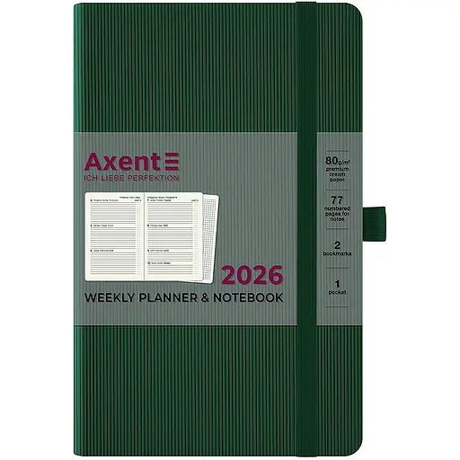 Щотижневик Axent 2026 Partner Lines 125 x 195 мм темно-зелений (8515-26-23-A)