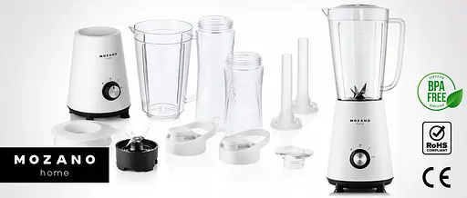 Портативний блендер 3 в 1 Mozano Nutri Sport 450Вт Білий 3 ємності в комплекті - фото 2