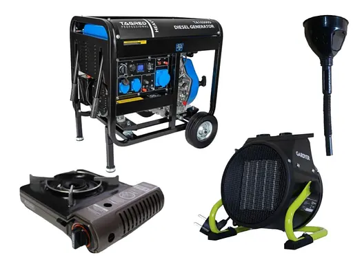 Генератор дизельний Tagred + газова плитка Orcamp CK-505 + електричний обігрівач Gardyer HE2000 та лійка (KTA10300D) - фото 4