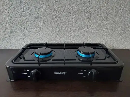 Настольная газовая плита  Rainberg RB-2229 на две конфорки с крышкой для кемпинга нержвеющая сталь Черная - фото 7