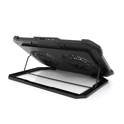 Підставка під ноутбук IceCoorel F8, 10-17", 2*125mm 1200±10% RPM, корпус пластик+алюміній, 2xUSB 2.0, 415x293x26.5mm, RGB, Box Q10 - фото 2