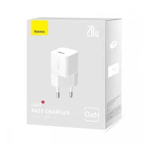 Мережевий зарядний пристрій Baseus GaN5S Fast Charger 1C 20W EU Moon білий - фото 2
