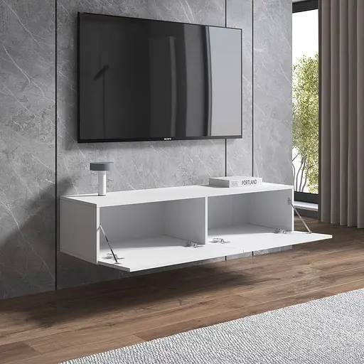 Тумба під телевізор Vays, навісна тумбочка M-18 Бетон-Білий - фото 2