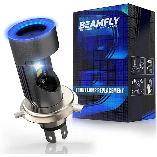 Світлодіодні лампи H4 з кільцем Halo BEAMFLY Angel Eyes Headlamp 6500LM HB2 9003 6000K білий