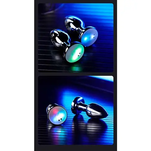 Пробка анальная стальная с вибрацией и светодиодами USB 7,2 см. K000786 - фото 5