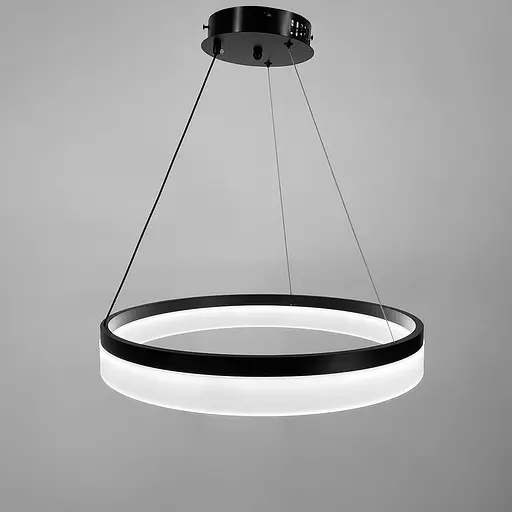 Сучасна кільцева люстра в чорному каркасі у 3-х розмірах | Арт. YO 18 BK | Line F - фото 4