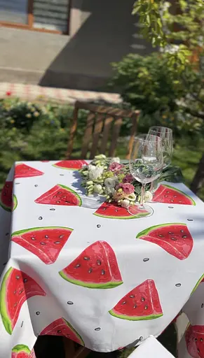 Водоотталкивающая Скатерть Принт Арбузы 220х140 см (+ 4 салфетки 30х40) - фото 9