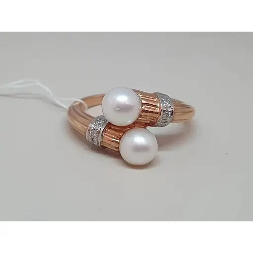 Золотое кольцо с бриллиантами и жемчугом. RP35680K 18.5 - фото 4