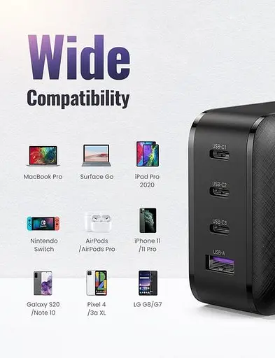 Зарядний пристрій 4 порти Ugreen CD224 65W GaN Charger (70774) - фото 4