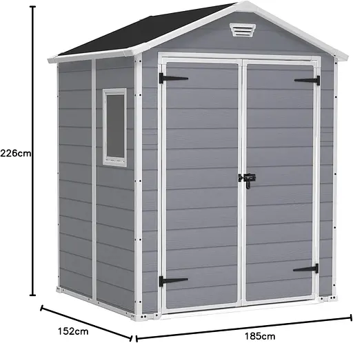 Садовый пластиковый домик Keter Manor 6x5 DD серо-белый - фото 7