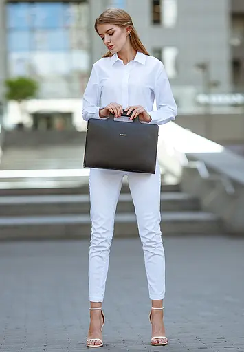 Шкіряна сумка для ноутбука і документів чорна Краст - фото 7