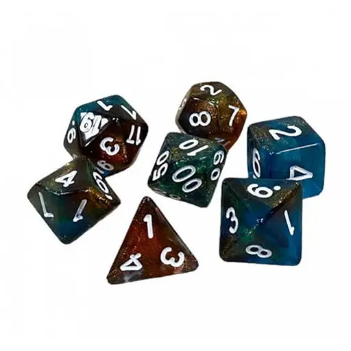 Набор кубиков Double Color Glitter 7 Dice Set - Red-Blue , 7 шт. (g7dglitdc10) - фото 1