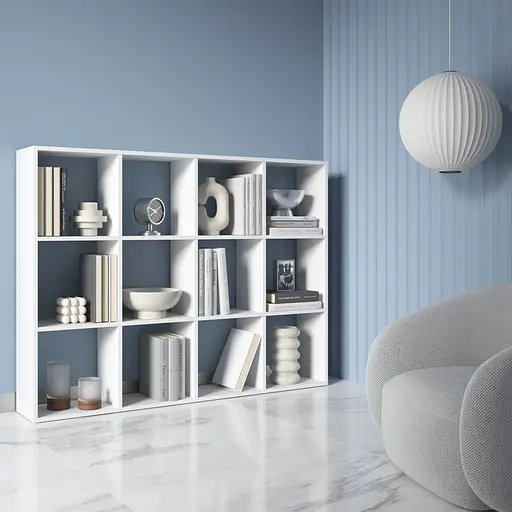 Книжная полка стеллаж Vays M-8 Венге Темный на 12 ячеек ЛДСП 108x29x143 см для дома офиса детской или гостиной - фото 2