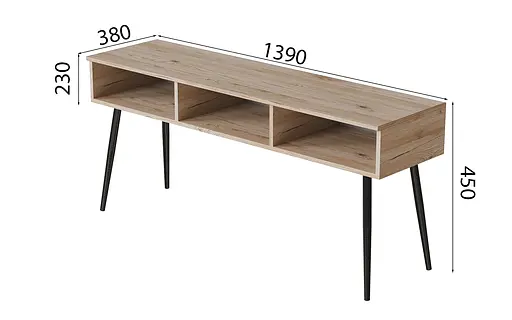 Тумба під телевізор Кентуккі Ferrum-decor 45x139x38 Чорний метал ДСП Дуб Сан-Марино 16 мм (FRD-106732) - фото 4