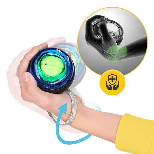 Тренажер для кисті та зап'ятстя 4Fizjo Power Ball гіроскопічний Blue/Yellow (P-5905973402224) - фото 4