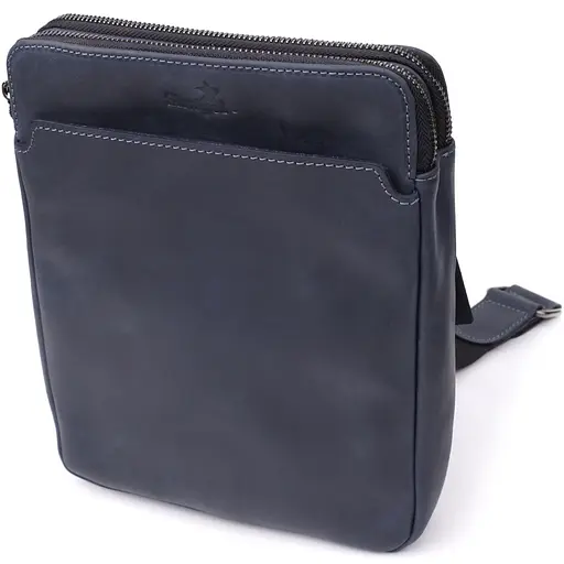 Практична чоловіча сумка через плече із вінтажної натуральної шкіри SHVIGEL 20х26х4,5 см sum0027435 - фото 1