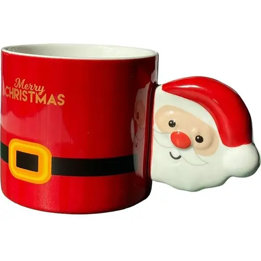 Новогодняя кружка Olens 8030-296 Сладкий год с декоративной ручкой керамика 350 мл Красная - фото 1