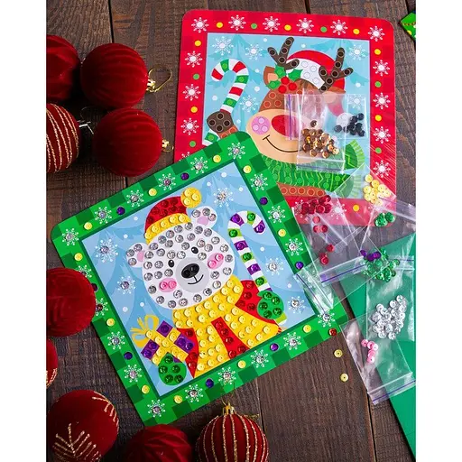 Дитячий набір для творчості "Новорічні листівки з паєтками" 10100694 - фото 3