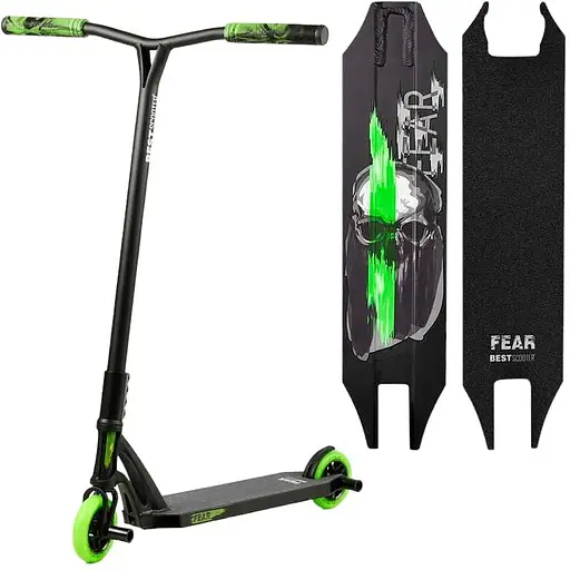 Самокат трюковий Best Scooter 85х53х12 см Чорно-зелений 000254797