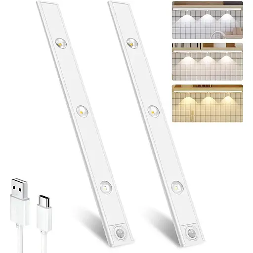 Підсвічування для кухонної шафи 2 шт. 40 см 3 режими датчик руху 2000 мАг USB-C