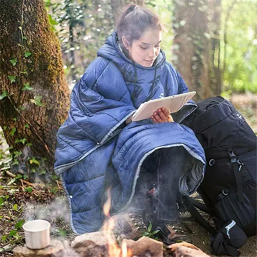 Спальний мішок пончо Naturehike NH18D010-P Hollow cotton (Синій) - фото 3