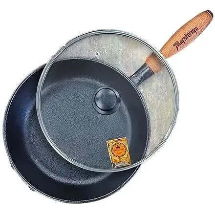 Сковорода чавунна 26x6 см зі скляною кришкою Т305С3 Maysternya