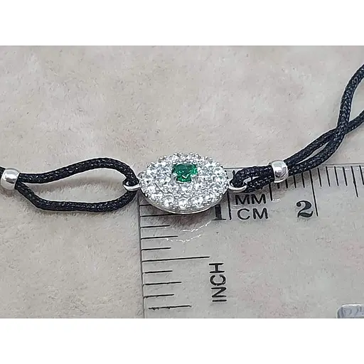 Браслет из текстиля Qvaliz с серебряными вставками и фианитами. 905-00646ЧЗ - фото 2