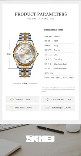 Наручний годинник Skmei 9268 Silver Black, 9268SIBK (18385) - фото 7