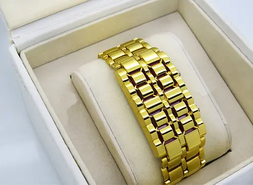 Часы-браслет Iron Samurai Led Watch золотистый с красными светодиодами (IBW012YR) - фото 9