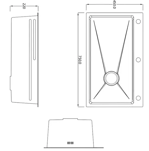 Кухонная мойка встроенная Lidz Handmade H7545B Decor Black PVD Honeycomb 3,0/1,0 мм LDH7545BDECPVD48373 - фото 14
