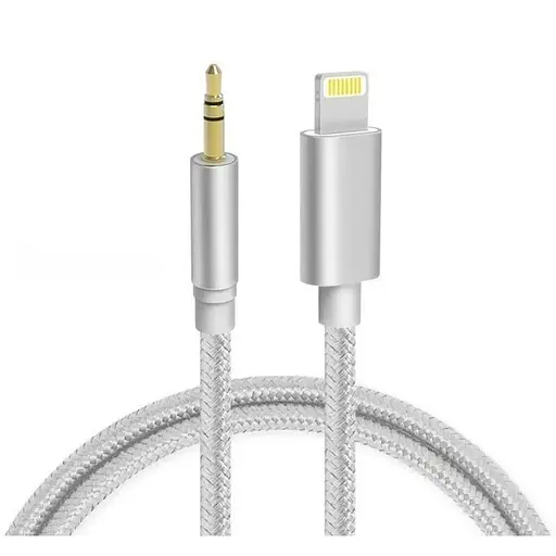 Кабель AUX Lightning-TRS Audio 3.5мм Male/Male 1м Silver
