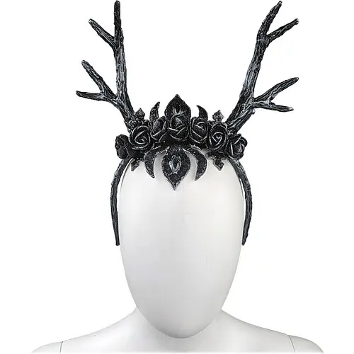 Рога Чёрный олень на обруче - фото 1