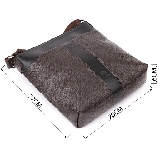 Стильна сумка через плече для чоловіків із натуральної шкіри GRANDE PELLE 26х27х6 см sum0027509 - фото 3