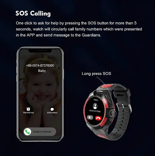 Смарт-часы детские LEMFO LT32 GPS 4G с камерой WI-FI GPS SIM-карта силиконовый ремешок Black Red (17453) - фото 5