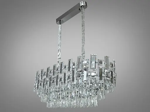 Підвісна кришталева овальна люстра для обідньої зони, 8 ламп, хром - фото 2