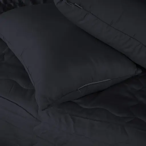 Летний постельный комплект MirSon Line Satin Light Pro Black Шерсть Семейный (2200010980851) - фото 2