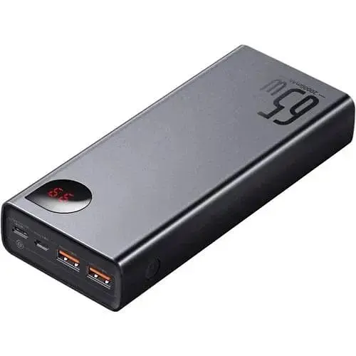 Power Bank Baseus Adaman 20000 мАч 65 Вт с металлическим корпусом и цифровым дисплеем, черный - фото 6