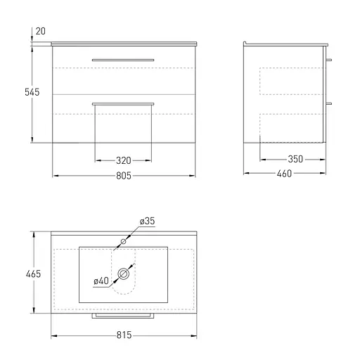 Тумба з умивальником підвісна Volle Nemo 80 см 15-17-80N Білий - фото 4