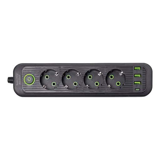 Мережевий фільтр-подовжувач Yiwu HP-5-14 EURO 1085U 5 м 4 розетки 3 USB чорний  - фото 3