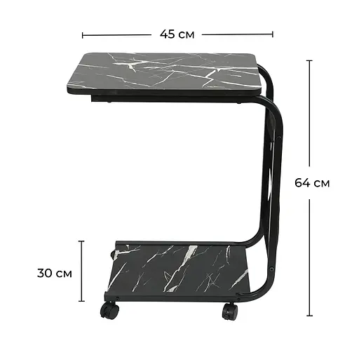 Приставний столик на колесах Fabrika BRAIN Marble Black  - фото 4