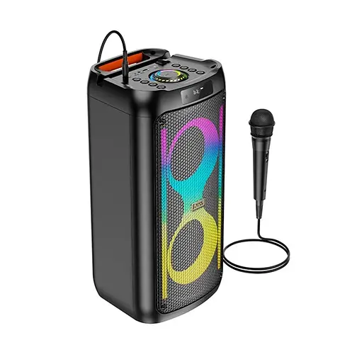 Портативна колонка із мікрофоном Hoco HA6 RGB підсвіткою та TWS акумулятор 4500 mAh Bluetooth 5.3 караоке 30 Вт Чорний - фото 1