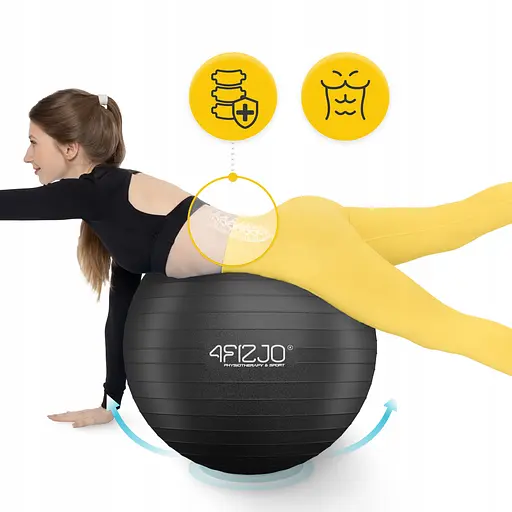 М'яч для фітнесу (фітбол) 4FIZJO 75 см Anti-Burst Black (P-5907739316370) - фото 9