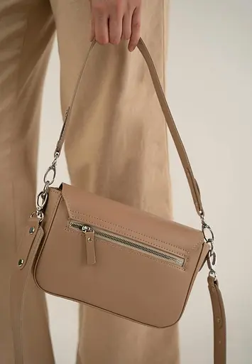 Женская кожаная сумка Molly карамель краст - фото 4