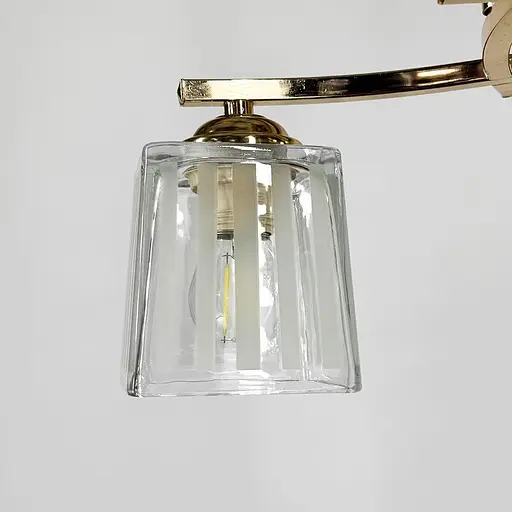 Стельовий золотий світильник на 5 білих плафонів Ø 45 см | Арт. 91173/5 FGD | Line F - фото 4