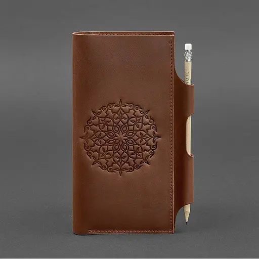 Кожаный тревел-кейс 3.0 светло-коричневый с мандалой Crazy Horse - фото 6