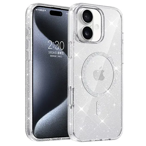 Чохол Epik TPU Eclipse Sparkle MagFit для Apple iPhone 16, 6.1 Clear