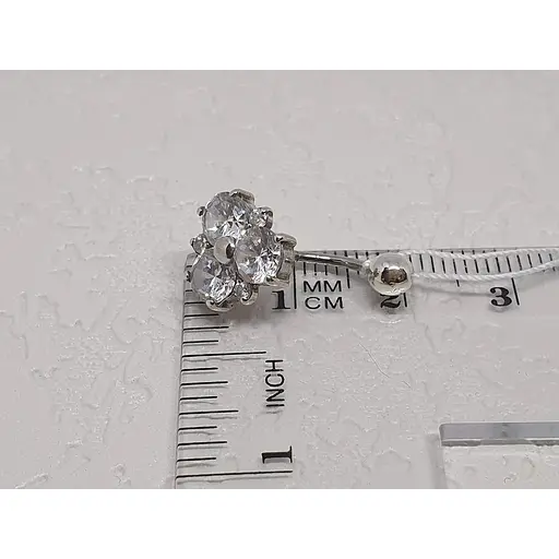 Срібна сережка для пірсингу пупка Ірій з фіанітами. 6017 - фото 4