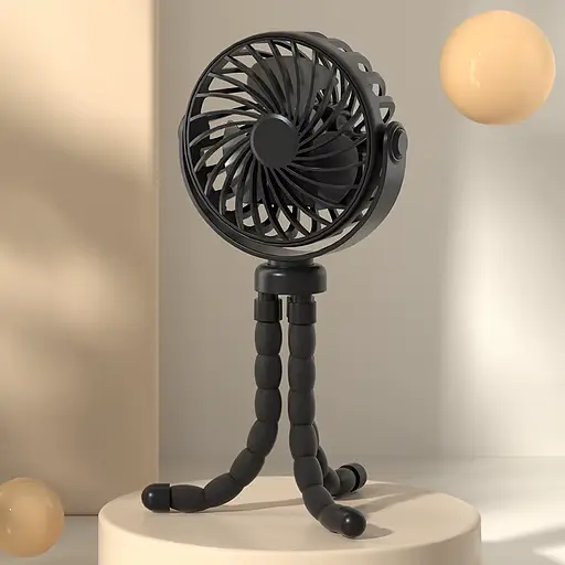 Вентилятор, 22 см, ручной/портативный, гибкая ручка, 3 скорости, свет, USB-зарядка, MK5718 (В ассортименте) - фото 3