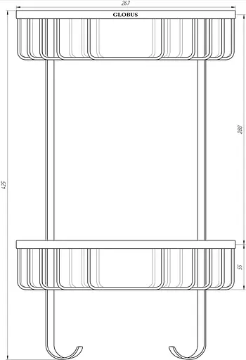 Полка угловая Globus Lux SS 8488, Хром матовый - фото 2